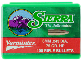 Sierra 6mm 75gr Hollow Point Varmint Projectiles 100/Box