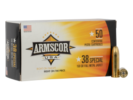 Armscor 38 Special 158gr FMJ Target Rounds Brass (50 Rounds)