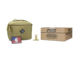 PMC Bronze 223 Remington 55 Gr FMJ BT (Case) w/ Ammo Pouch Tan
