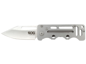 SOG Cash Card Folding Knife Clip Point 8Cr13MoV Silver Handle