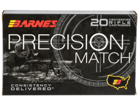 Barnes Bullets Precision Match 338 Lapua 300 Grain Open Tip Match Boat Tail (Box)