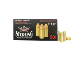 Sterling 9mm 115gr Full Metal Jacket Brass Ammunition