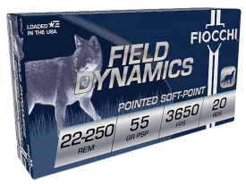 Fiocchi Field Dynamics 22-250 Rem 55 Grain Pointed Soft Point Ammo
