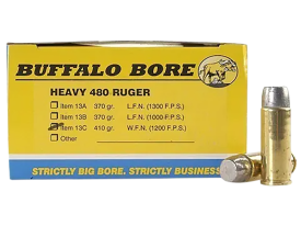 Buffalo Bore Ammo  Heavy 480 Ruger 410 Gr Wide Flat Nose Ammo
