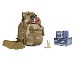 Fiocchi Range Dynamics 223 Remington 55 Gr FMJ w/ RTAC Tactical Sling Pack (Desert Python) (150 Rounds)