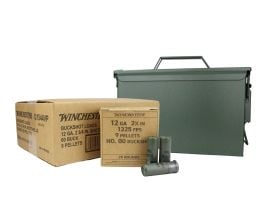 Winchester Military Grade 12 Ga 2.75" 9 Pellets 00 Buck Shot Value Pack (Case) w/ 50 Cal Heavy Duty Ammo Can