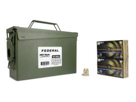 Federal Premium HST 9mm 124 Gr +P JHP 100 Rounds in Heavy Duty Ammo Can