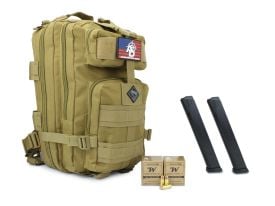RTAC Backpack Bundle w/Winchester Service Grade 9mm 115 Gr FMJ (100 Rounds) + RTAC 9mm 34 Rd Magazines Designed for Glock Pattern Firearms (2)