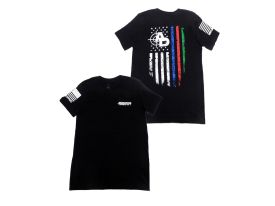 Ammunition Depot Nine Line Vertical Flag T-Shirt, Black (XL)