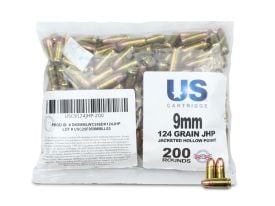 US Cartridge 9mm 124 Gr JHP (200 Rounds)