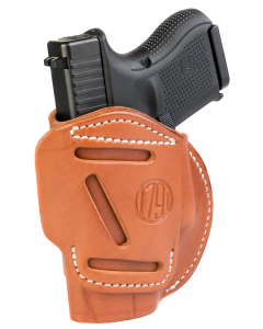 1791 Gunleather 4-way Right Hand Leather Pistol Holster with Belt Clip - Classic Brown 4WH3CBRR