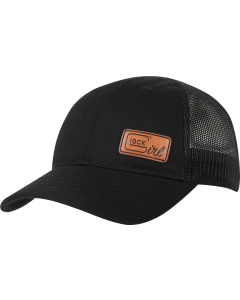 Glock Women's Ponytail Hat Black Chino Twill w/ Leather Patch