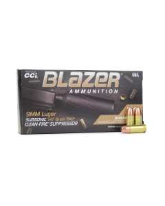 CCI Blazer Clean-Fire Suppressor 9mm 147 Gr TMJ FN