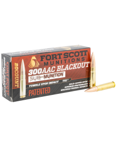 Fort Scott Munitions Tumble Upon Impact 300 Blackout 190 Grain Solid Copper Spun