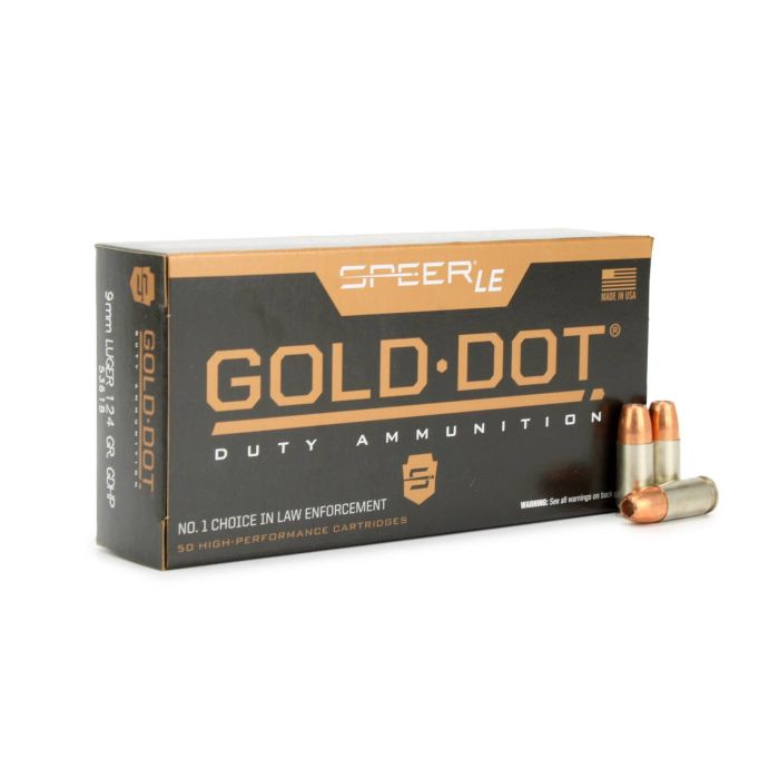 Speer ammo, speer gold dot, gold dot hollow point, jhp, hollow point, 9mm, 9mm hollow point, 9mm jhp, 9mm for sale, 9mm luger, Ammunition Depot