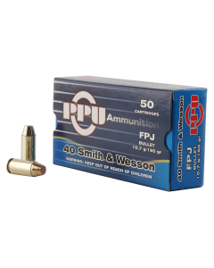 Ppu Handgun 40 S&W 165 Grain Flat Point Jacketed PPH40F (Box)