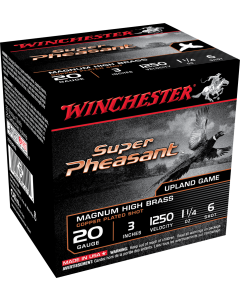 Winchester 20 Gauge 3 1-1/4 oz 6 Shot Copper-Plated Lead 1250 fps (Box)