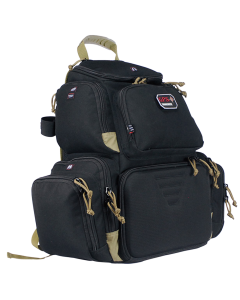 GPS Bags Lockable Heavy Duty Zipper Range Bag for 4 Handguns in 1000D Nylon Black with Tan Accents 1711BPBT