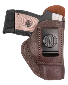 1791 Gunleather Fair Chase Left Hand For Glock 43 Belt Clip Holster in Classic Brown Deer Hide FCD3BRWL