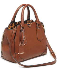 Bulldog Satchel Purse Ambidextrous Shoulder Handgun Purse in Smooth Chestnut Leather BDP024
