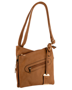 Bulldog Cases Cross Body Concealed Carry Leather Purse with Holster, Size Small (Tan)