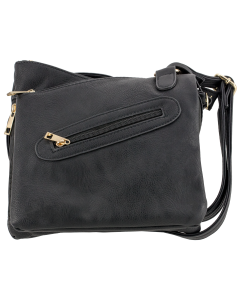 Bulldog Cross Body Purse Black Smooth Leather Handgun Shoulder Purse BDP030