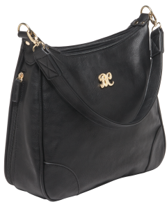 Bulldog Hobo Purse Black Smooth Leather Handgun Shoulder Purse BDP010
