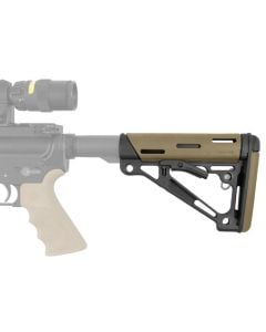 Hogue 15350 OverMolded Collapsible Buttstock Tan OverMolded Rubber Black Synthetic AR15 M16 M4