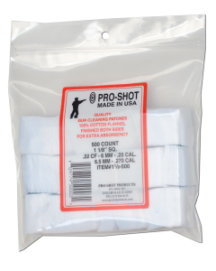 ProShot 118500 Cleaning Patches  .22 .270 Cal 1.125 Square Cotton Flannel 500 Pack