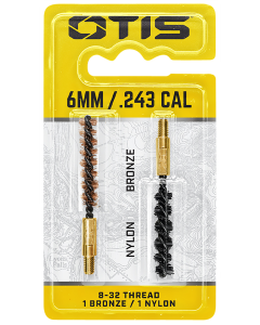 Otis FG325NB Bore Brush Set  6mm250243257 Cal 832 Thread 2 Long BronzeNylon Bristles 2 Per Pkg