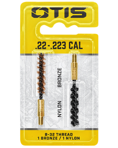 Otis FG322NB Bore Brush Set  5.56mm22 LR22250223 Cal 832 Thread 2 Long BronzeNylon Bristles 2 Per Pkg