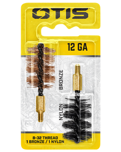 Otis FG512NB Bore Brush Set  1012 Gauge Shotgun Firearm 832 Thread 2 Long BronzeNylon Bristles 2 Per Pkg