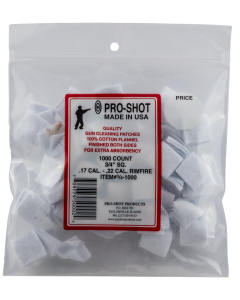 ProShot 341000 Cleaning Patches  .17 .22 Cal 0.75 Square Cotton Flannel 1000 Pack