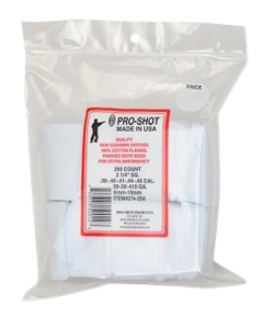ProShot 214250 Cleaning Patches  .38  .45 Cal .410  20 Gauge 2.25 Square Cotton Flannel 250 Pack