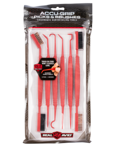 Real Avid AVPBS AccuGrip Picks  Brushes RifleShotgun Firearm Plastic 88.25 Long Resin Bristles 6 Per Pkg