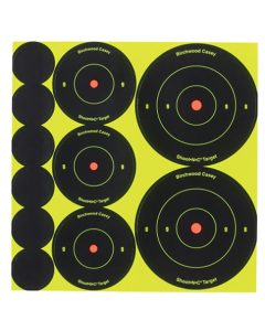 Birchwood Casey 34608 ShootNC Reactive Target Variety Pack SelfAdhesive Paper Universal BlackYellow Bullseye 132 Targets