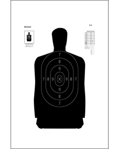 Action Target B-34 Qualification Silhouette Paper Targets 17.50x23, 100 Count (Black/White)