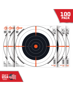 EZAim 15334100 Shooting Target Bullseye Paper Hanging 12 x 12 BlackWhite 100 Per Pack