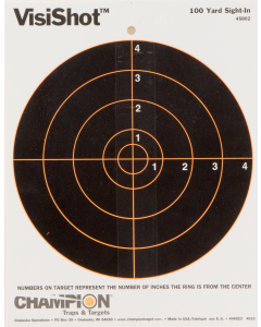 Champion Targets VisiShot 8" Bullseye Paper Targets, 10 Pack (Black/White)