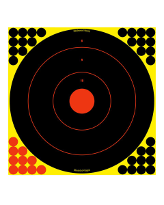 Birchwood Casey 34186 ShootNC Reactive Target Hanging Adhesive Paper Universal BlackRed 200 yds Bullseye Includes Pasters 12 PK
