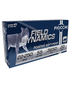 Fiocchi Field Dynamics 22-250 Rem 55 Grain Pointed Soft Point (Box)