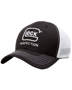 Glock Mesh Snapback Trucker Hat, Adjustable (Black/White)