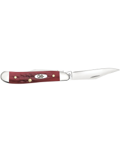 Case Pocket Worn Red Bone Peanut Knife 2 Blades Tru-Sharp Steel
