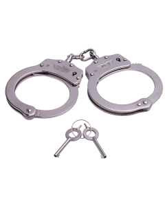Uzi Silver Stainless Steel Double-Locking Handcuffs