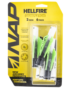 NAP Quickfletch Hellfire Fletching 2" White Green 6 Pack