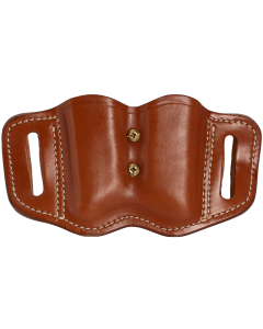 Classic Brown Leather Double Mag Holster Belt Slide