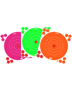 ProShot SplatterShot Self-Adhesive Bullseye Target 8" Orange/Pink/Green 6 Pack