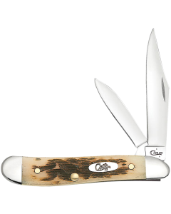 Case Peanut Folding Knife Clip/Pen Blade (Amber Jigged Bone)