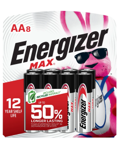 Energizer Max AA Alkaline 1.5 Volt Batteries, 8 Pack