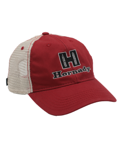 Hornady Mesh Snapback Logo Trucker Hat, Adjustable (Red/White)